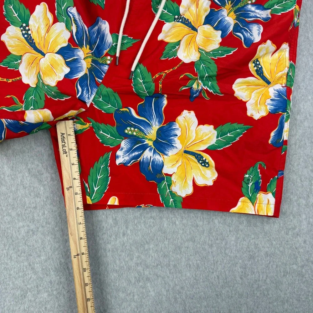 Polo Ralph Lauren Swim Shorts Mens 2XB Red Floral Traveler Hawaiian Trunks
